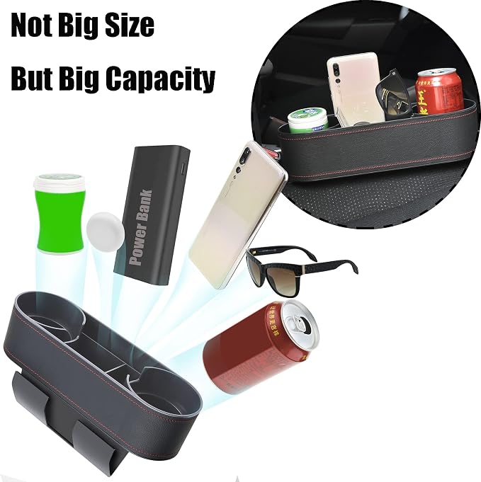 Console Side Pocket Cup Holder for Car, Slim Black | Car Seat Gap Filler - Image 5