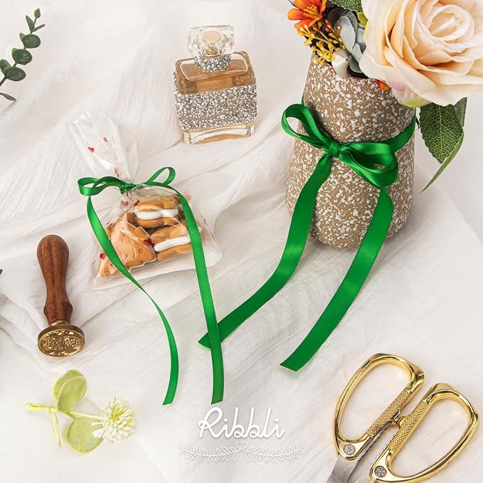 Ribbli Emerald Green Satin Ribbon Double Faced Satin 1/2 inch x Continuous 50 - Image 3
