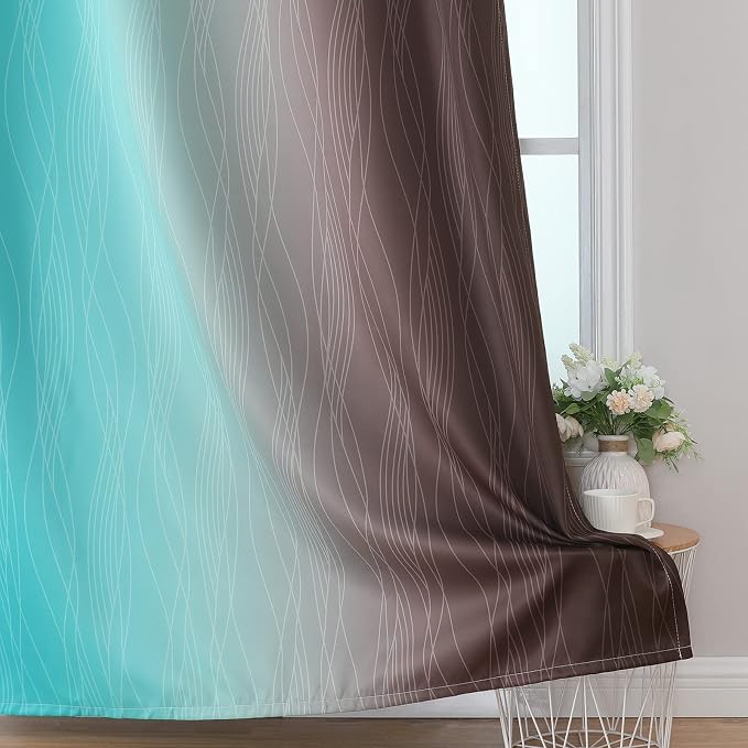 Full Room Darkening Gradient Blackout Curtains 96 Inch Length 2 Panels Set - Image 6