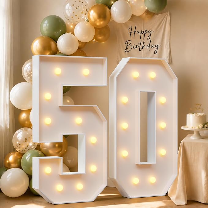 4FT Light Up Marquee Number 50 Warm White Light | Decorations by Letsmakeitimpressive