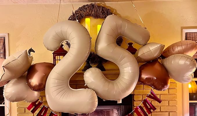 5 Balloon Numbers Party Decorations, 40In Cream Balloons - Image 5