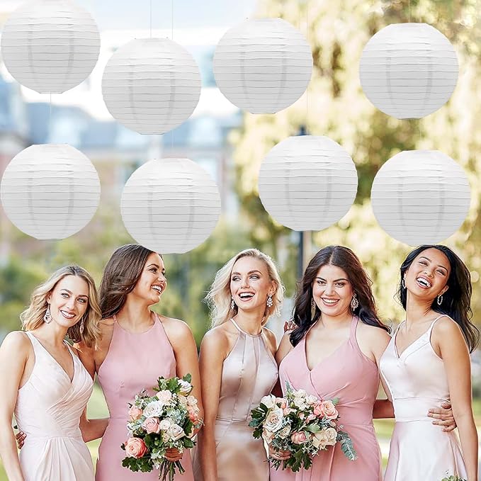 White Chinese Paper Lanterns Japanese Round Shape Hanging Ceiling Lanterns - Image 6
