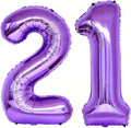 Purple 21 Number Balloons, 40 Inch Giant Number 21 Balloons Foil Mylar Helium by Lovoir