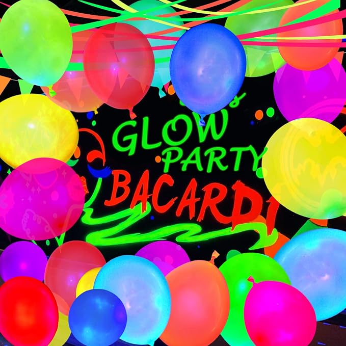 210 Pack UV Colored Neon Balloons glow in the dark balloons Neon Party - Image 4