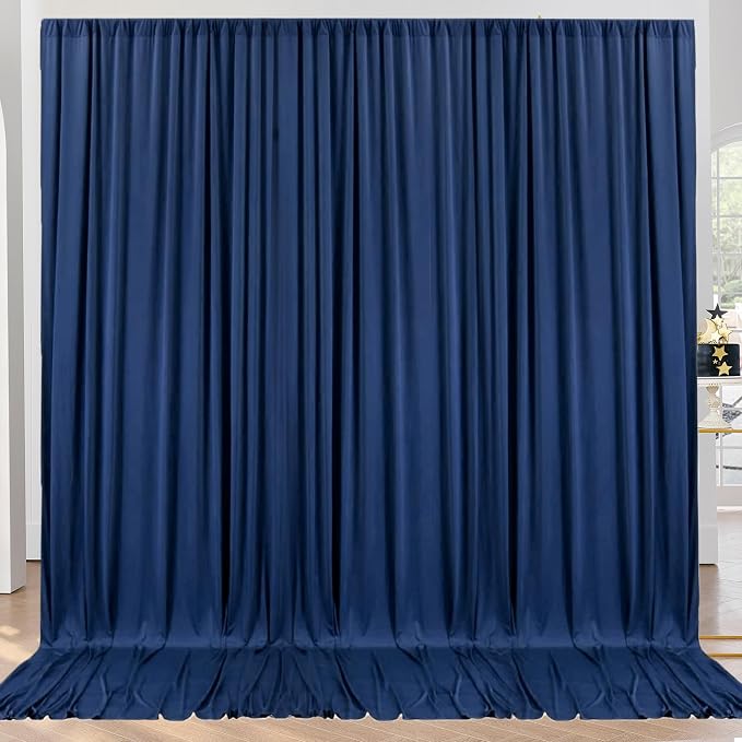 10ft x 10ft Wrinkle Free Navy Blue Backdrop Curtains Panels, 2 Panels 5x10ft by ENJOYYOURPARTY