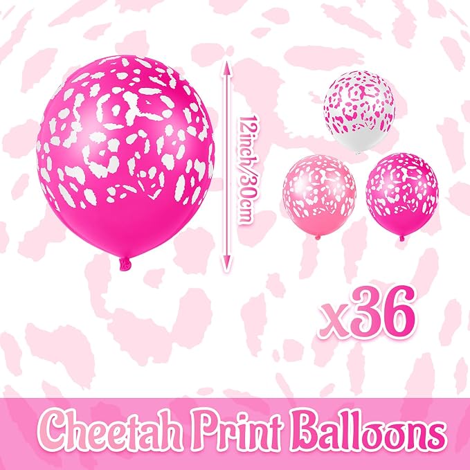 Gejoy 36 Pcs Cheetah Balloons White and Rose Pink Leopard Print Balloons 12 - Image 2