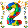 32 Inch Stackable Block Number Balloon – Colorful Brick Building Themed Big by Unknown