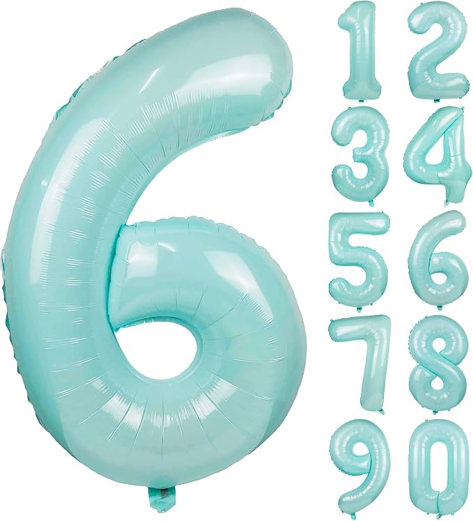 Macaron Blue Number 6 Balloon 40in Large Helium Foil Polyester Film Balloon | by Exquisitehighqualitypartydecorationstomeetyoureveryneed%EF%BC%81