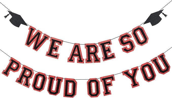 2026 Graduation Banner Party Decorations Red and Black, We are So Proud of You by Unknown