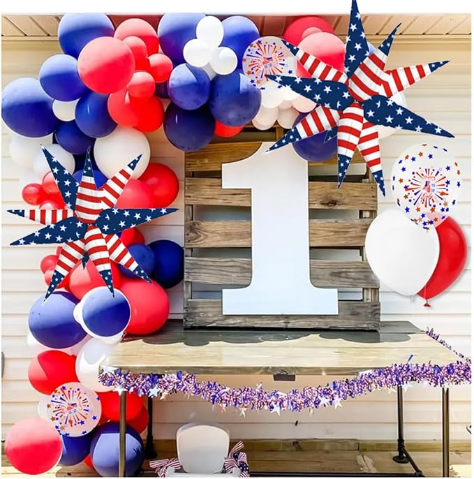 32" American Balloons Patriotic Balloons Star Red White Blue Balloon - Image 3