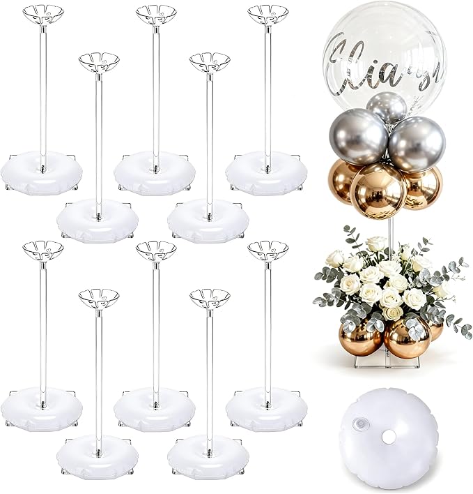 Aneco 12 Pieces Clear Acrylic Balloon Stand Set 15.7 Inches Height Balloon by Aneco