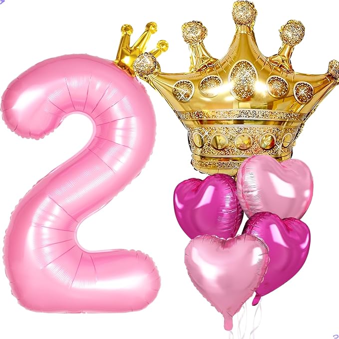 Princess 2nd Birthday Party Decorations, 40 inch Large Pink Crown 2 Balloon by Unknown