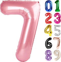 7 Balloon - Pastel Pink Birthday Number Balloons, 40 Inch Decorations | Pastel by ALPHADELTAPI