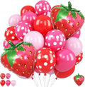 Strawberry Balloons, 12 Inch Red Macaron Pink Hot Pink Dot Balloons by FunHot
