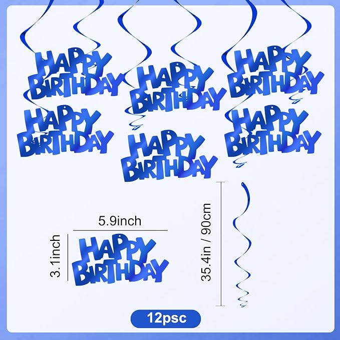 BEISHIDA 12 Pcs Happy Birthday Hanging Swirl Decorations - Image 3