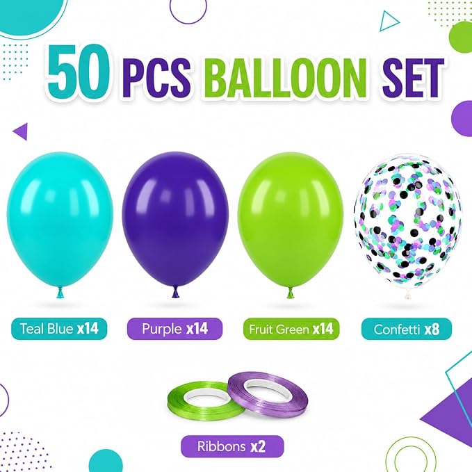 Green Purple Teal Balloons - Image 2
