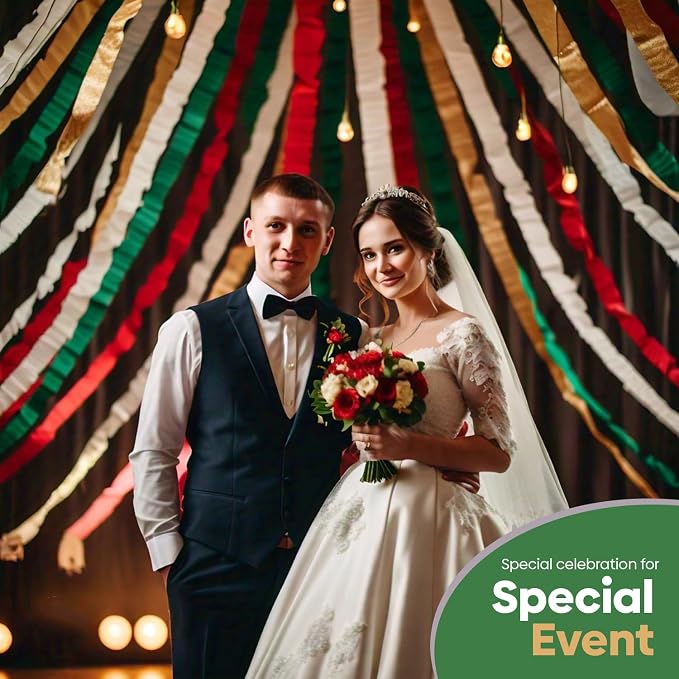 6 Christmas Streamers, 591ft Pack of Crepe Paper Party Decorations | Each roll - Image 7