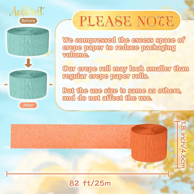 AOBKIAT Fall Colorful Streamers Party Decorations, 5 Rolls | Orange Brown - Image 5