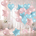 TONIFUL 18 Inch Blue & Pink Star and Heart Foil Balloons by TONIFUL