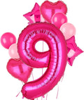 40 Inch Number Balloon Hot Pink 9 Set Cowgirl Pink 9th Birthday Decor 9 Pcs | by GGDE