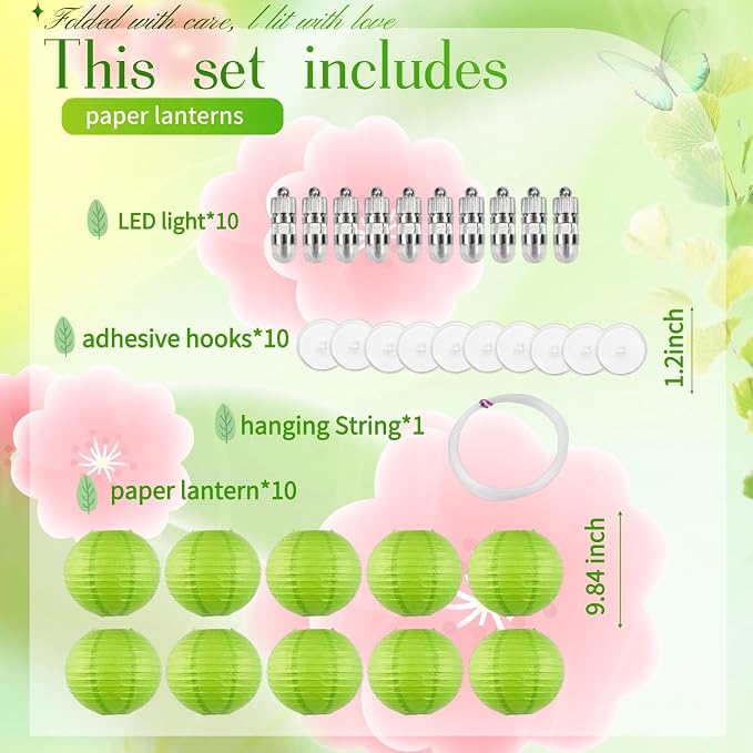 Green Chinese Paper Lanterns - Image 3