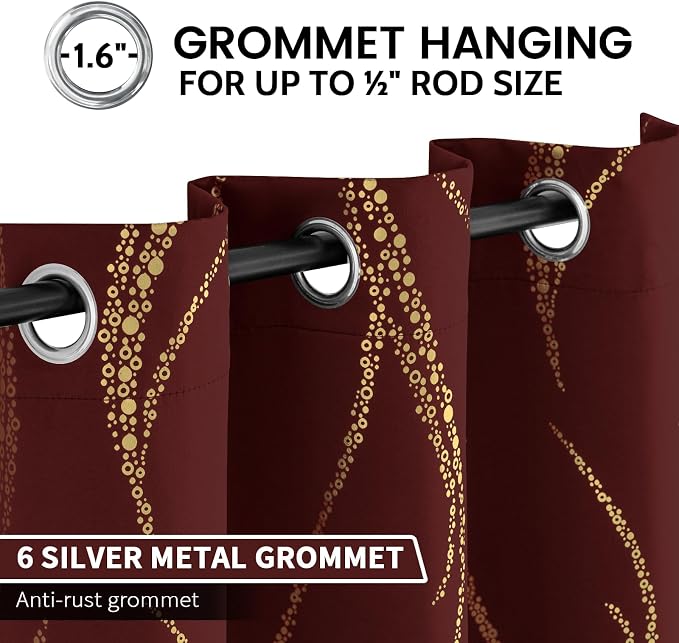 Yakamok Burgundy Blackout Curtains - Image 3