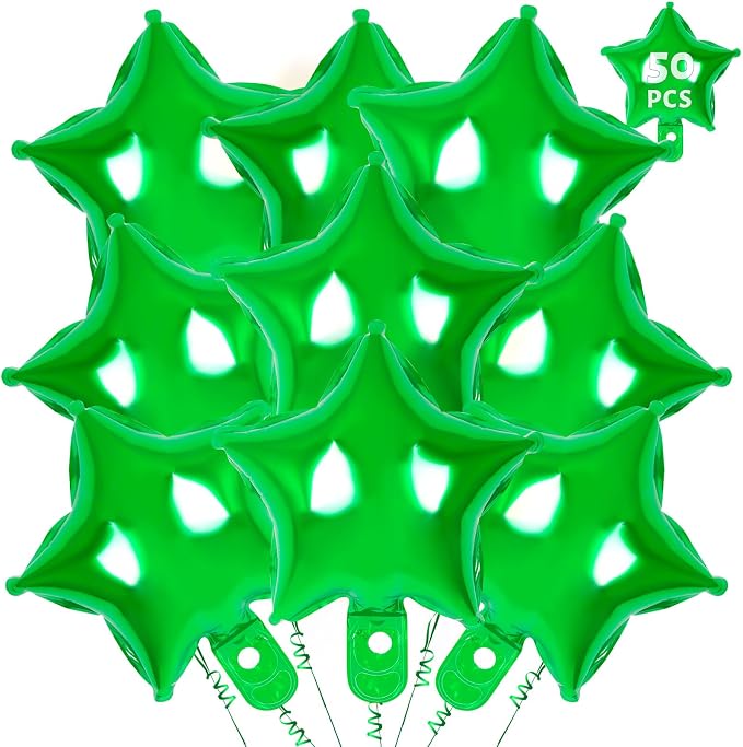50 Pcs Star Balloons, 10 Inch Green Star Foil Balloons, Stars Shaped Balloon by YOTHORN