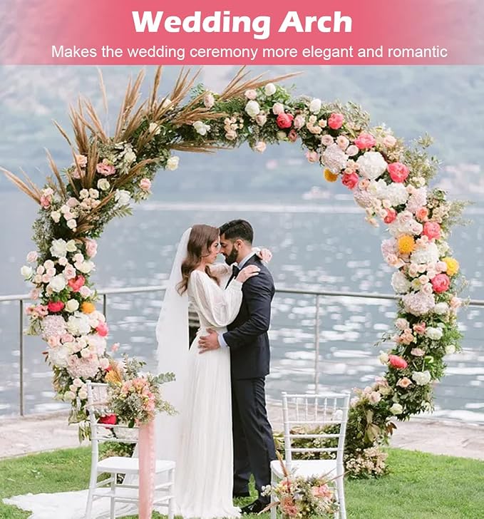Queension Large Wedding Arch for Ceremony 7 Ft, Circle Arch for Party, Outdoor - Image 6
