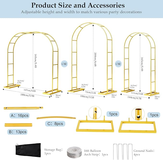6.6FTx3.5FT Arch Backdrop Stand, Wide Arbors and Arches Trellis - Image 2