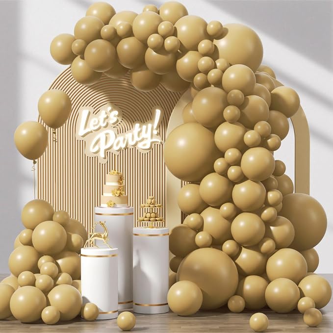 Awenztech 122pcs Tan Balloons, 18 12 10 5 inch Light Brown Balloons Different by Awenztech