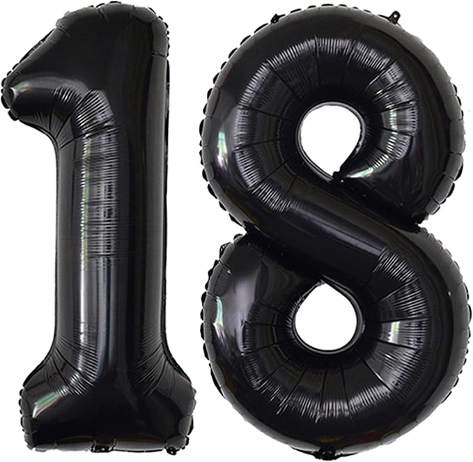 Jonhamwelbor 18 Number Balloons Black Foil Mylar by Jonhamwelbor