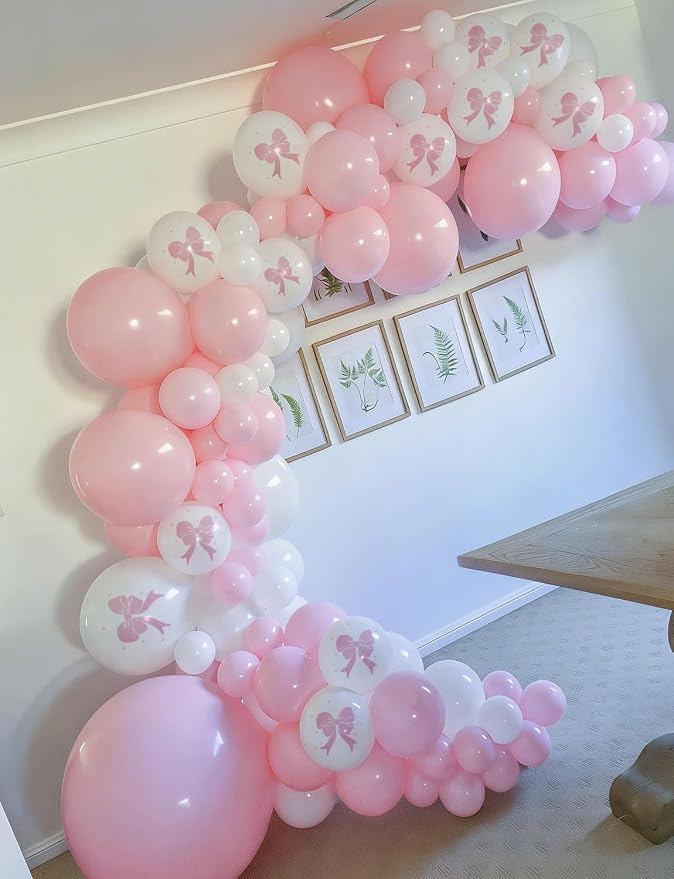 Pink Bow Balloons, Coquette Girly Party Decorations - Image 5