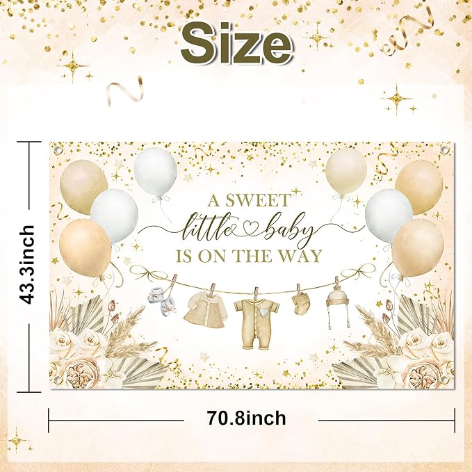 Boho Baby Shower Banner Neutral Gold Baby Shower Party Decorations A Sweet - Image 4