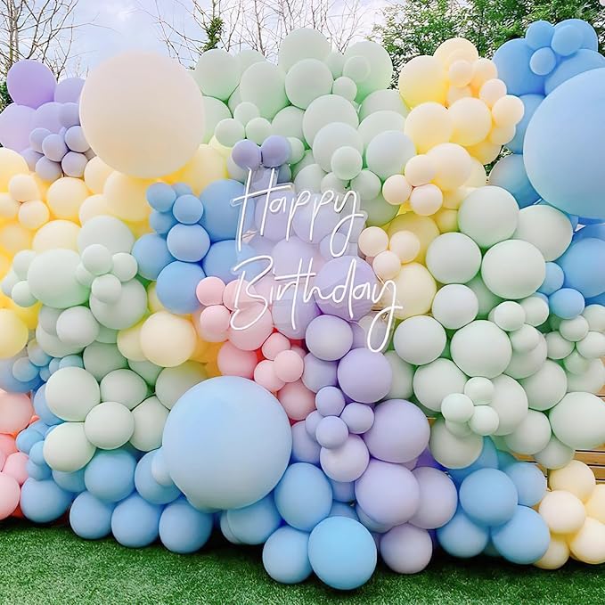 PartyWoo Pastel Balloon Arch Kit 142pcs Pink and Blue Balloons | Pastel Rainbow - Image 5
