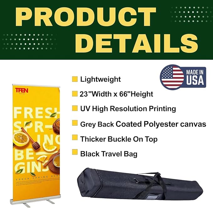 TFEN-Made in USA-Custom Aluminum Retractable Banner 23"x66", - Image 4