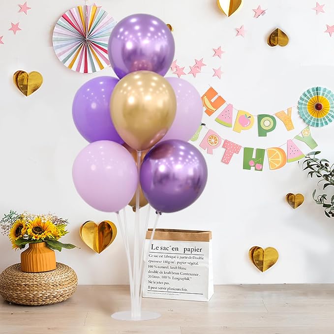 4 Sets Balloon Stands Kit for Table Purple Gold Balloons Holder Sticks - Image 6