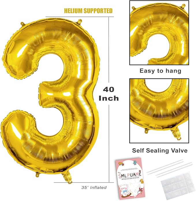 40 Inch Gold Number 30 Balloons, 30th Birthday Party Decorations | Large Self - Image 3