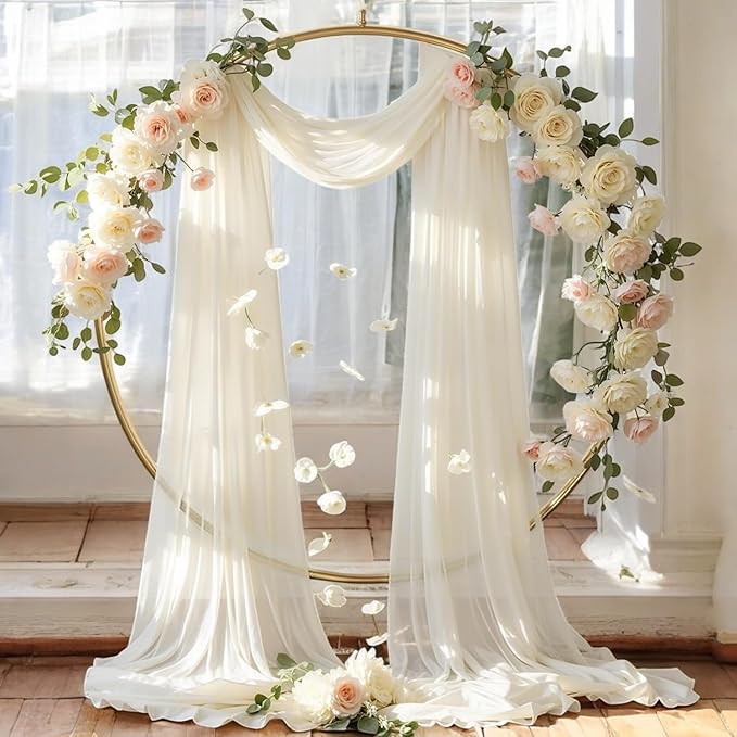 MDS Halloween Chiffon Draping Fabric - 1 Panel, 30" Wide x 75ft Long - Sheer Spooky Arbor & Canopy Drapery for Haunted House Backdrops, Party Ceilings, DIY Costumes & Themed Events - Ivory