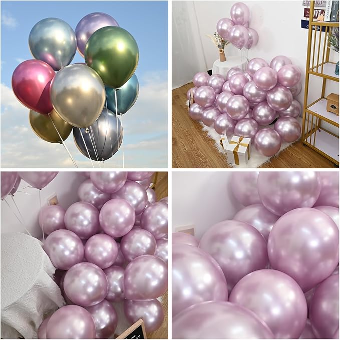 Jobkoo 60Pcs Metallic Pink Balloons 5Inch Shiny Chrome Light Pink Balloon Light - Image 4