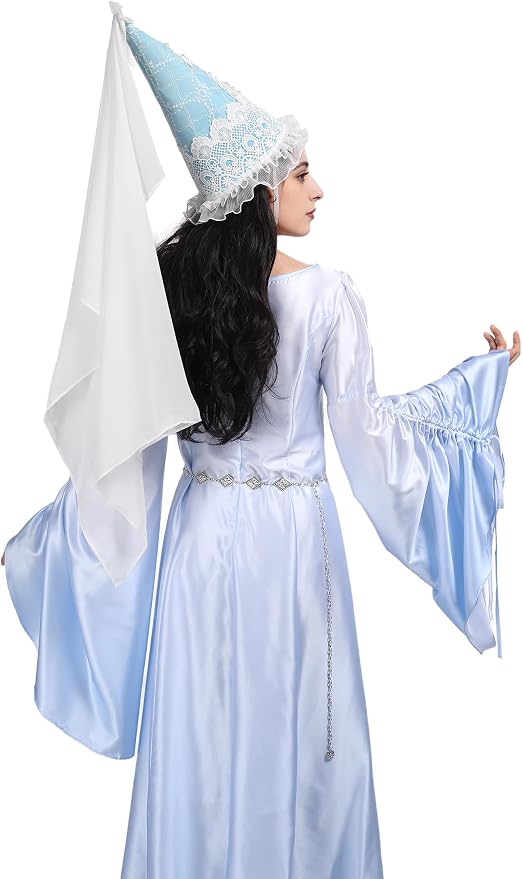 Medieval Cone Hat with Veil Renaissance Hennin Headdress Halloween LARP Costume - Image 4