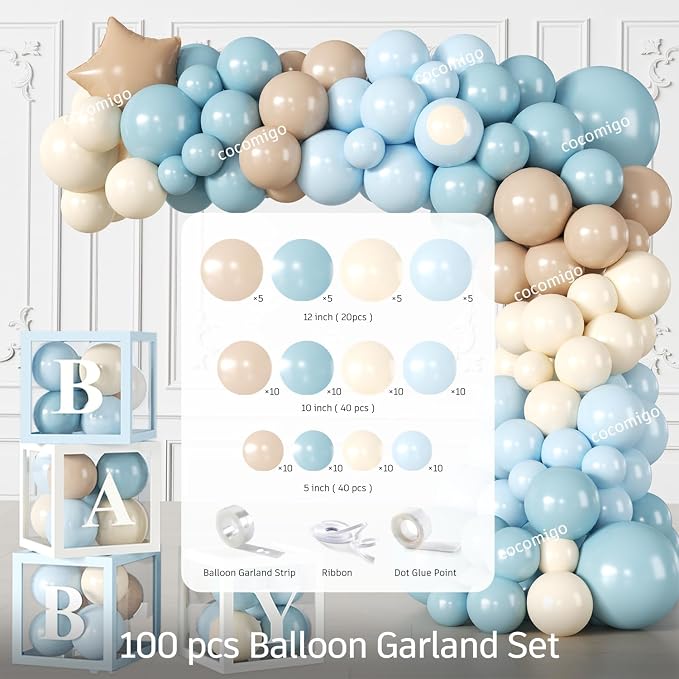 288PCS Cocomigo Blue Airplane Baby Shower Decorations - Image 8