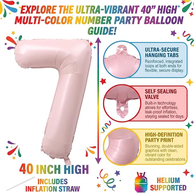 40" Light Pink Foil Number 17 Balloon - Image 2