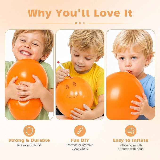 Orange Balloons, 12 Inch Burnt Orange Helium Latex Balloon | 30 Pack Matte - Image 3