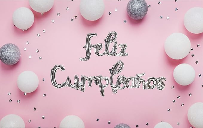 Silver Feliz Cumpleanos Small Letters Conjoined Balloons Feliz Cumpleanos - Image 5