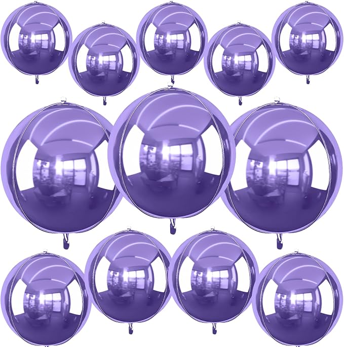 12Pcs Light Purple Round Foil Balloons, Metallic Purple Foil Balloon by vibzox