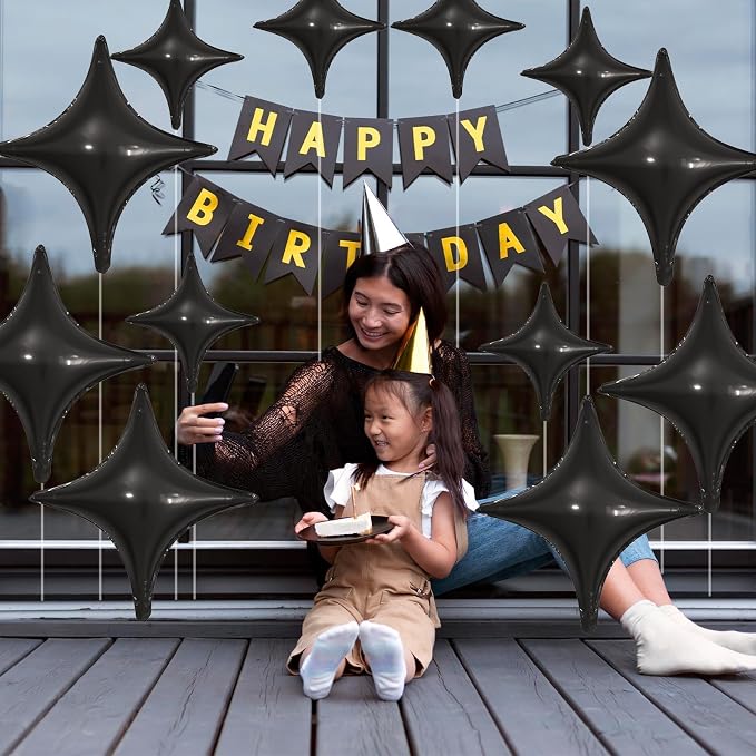 Black Star Balloons, 26Inch and 10Inch Black Quadrangle Helium Polyester Film - Image 6
