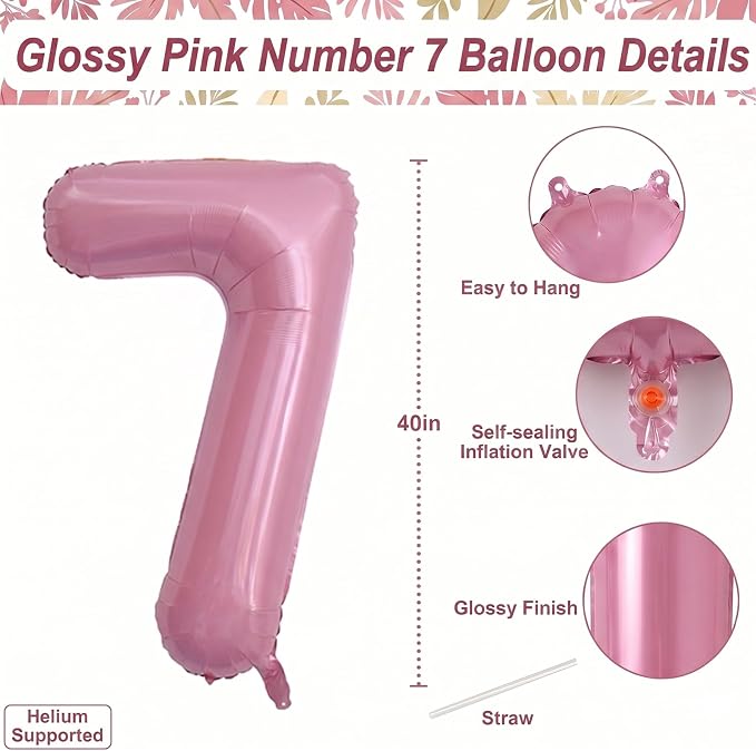 Pearlescent Pink Number 17 Balloon 40 Inch, Shiny Foil - Image 4