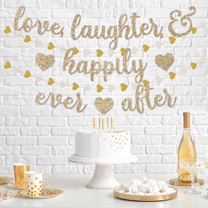 Love Laughter & Happily Ever After Banner Wedding Bridal Shower Decoration | - Image 5