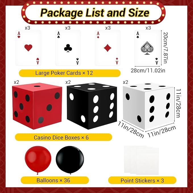 Casino Theme Party Decorations, HYMENEX Game Night Decorations Include 6pcs - Image 2