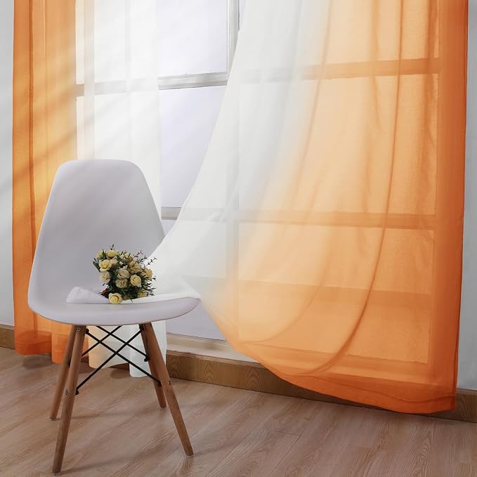 DWCN Ombre Faux Linen Sheer Curtains - Image 5
